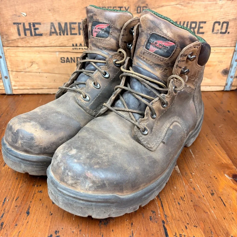 Red Wing‎ Shoes King Toe Mens 10 Work Boots Brown Leather Lace Up Steel Toe